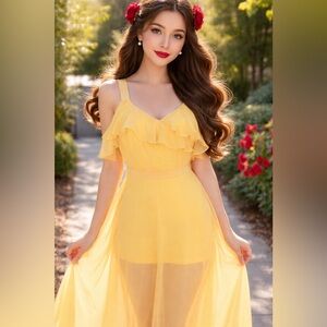 Disney Beauty and the Beast Adult Princess Cottagecore Dress